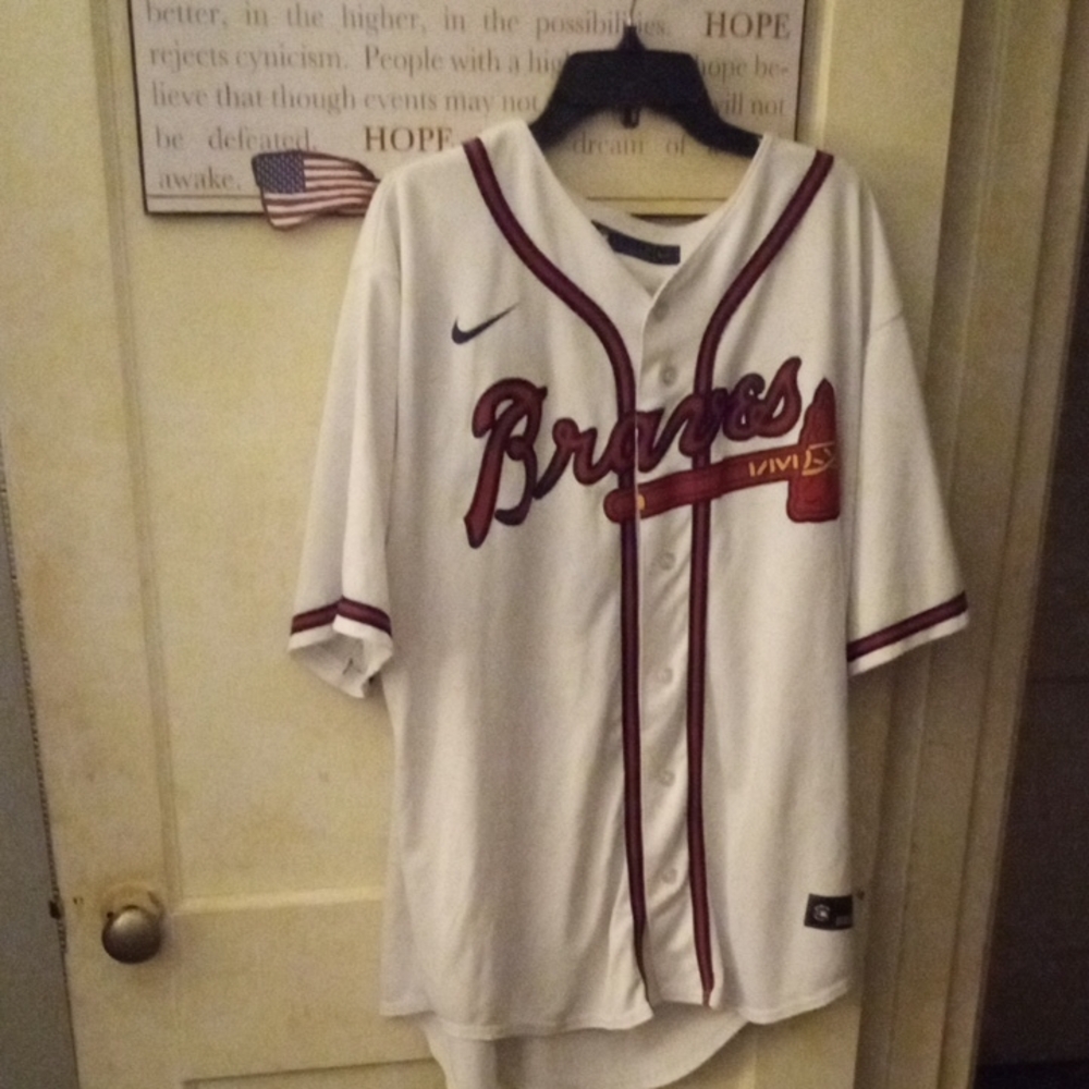 Nike Braves White and Red Baseball Jersey